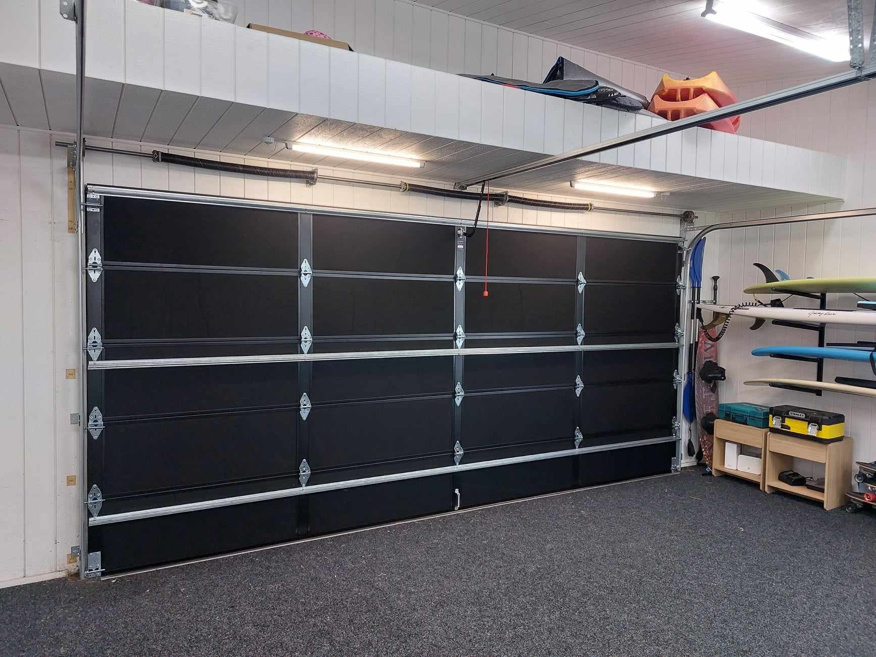 The same garage door with Autex insulation fitted to each panel