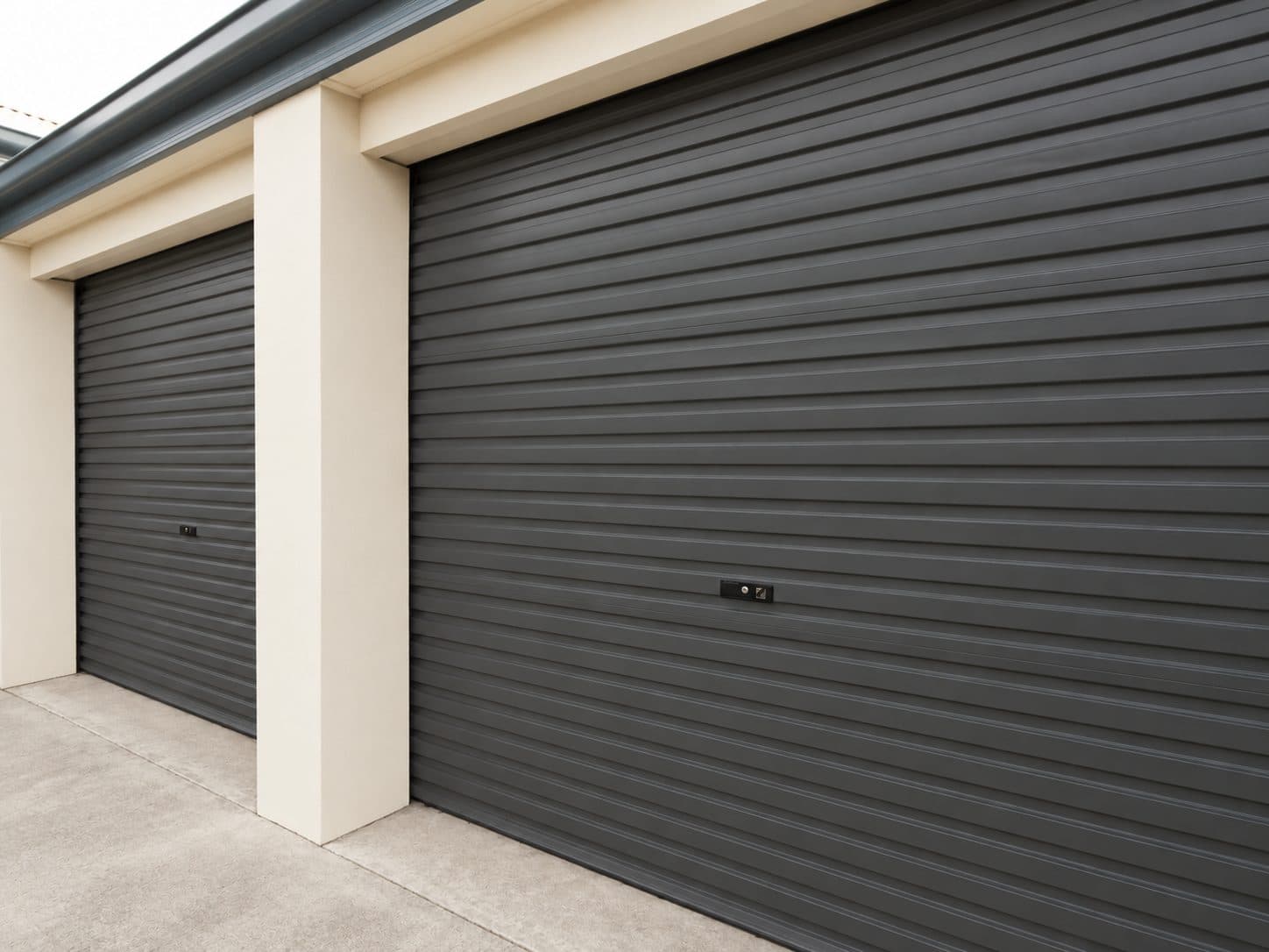 A finished residential roller door on a Rodney home